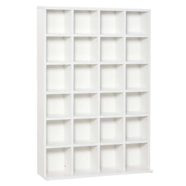 HOMCOM 456 CD 336 DVD Storage Unit, Media Storage Shelf, Wooden Display Unit with Adjustable Shelves, 89 x 130.5 cm, White