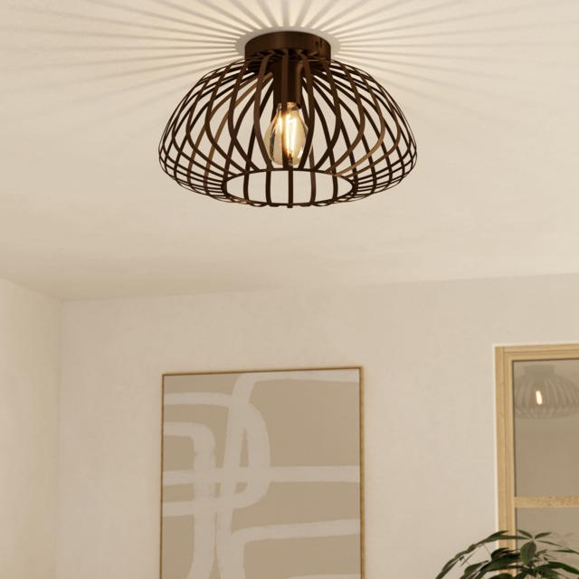 EGLO Espinal Bronze Steel Caged Style Contemporary Ceiling Light