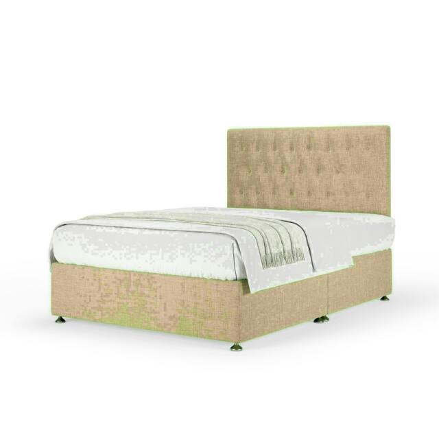 Cream Linen No Drawer Divan Base and Lona Headboard Double
