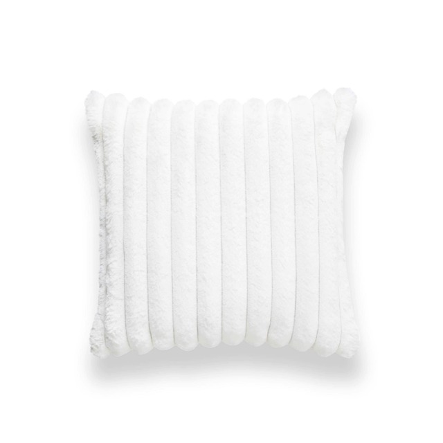 BHS Jumbo Cord Cushion with Plain Velvet Backing, Cream