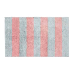 Homescapes Pink and Grey Striped Cotton Bath Mat Pink