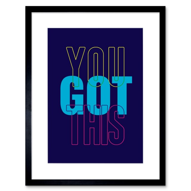 "Positivity You Got This Quote Affirmation 9x7"" Black Framed Wall Art Print"