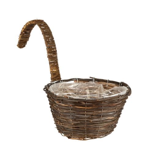 Large Wicker Over-Fence Hanging Garden Planting Basket Brown Dark Brown S 1