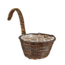 Large Wicker Over-Fence Hanging Garden Planting Basket Brown Dark Brown S 1