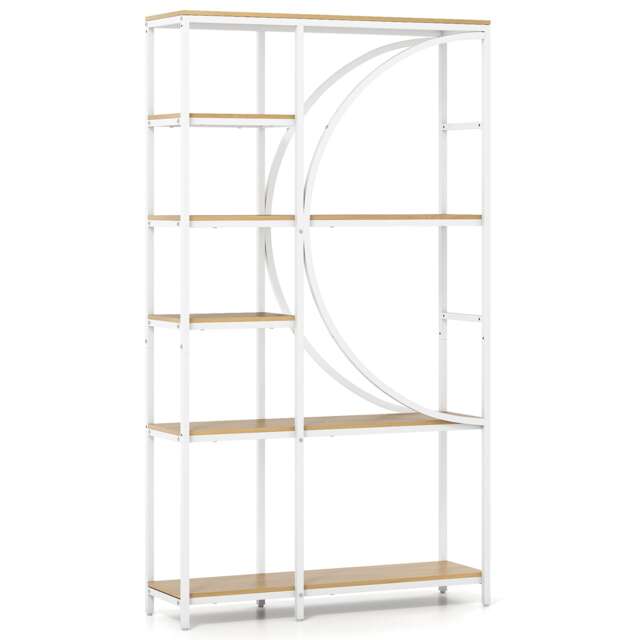COSTWAY 6 Tier Bookshelf Industrial Etagere Bookcase Storage Shelves Natural