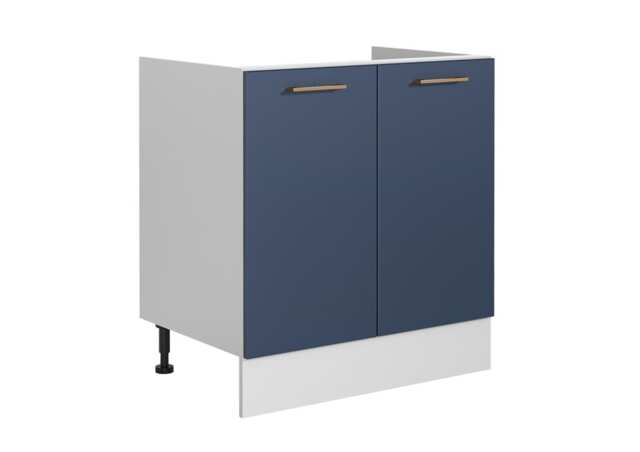 Under Sink Kitchen Cabinet 800mm Unit Cupboard with Single Steel Sink Navy Blue Nora Range