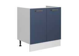 Under Sink Kitchen Cabinet 800mm Unit Cupboard with Single Steel Sink Navy Blue Nora Range