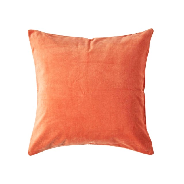 Homescapes Burnt Orange Velvet Cushion Cover - 40 x 40 cm Orange Burnt orange 1
