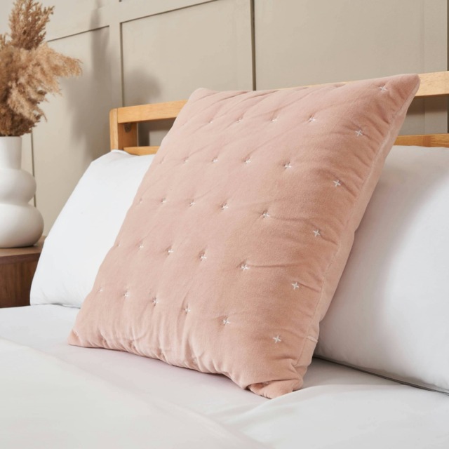 BHS Cross Stitch Quilted Cushion, Pink