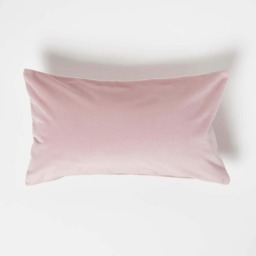 Homescapes Pink Velvet Cushion - Bolster 30 x 50 cm Pink 30 x 50 cm 1