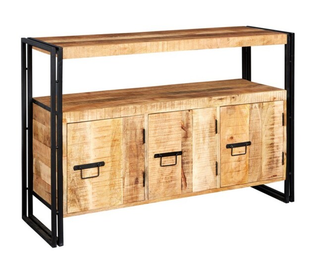 Cosmo Industrial Sideboard - Solid Mango Wood - L43 x W135 x H90 cm Brown