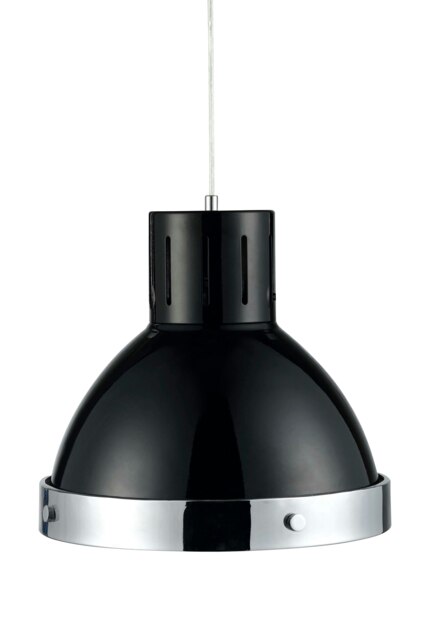 Orsina Jasper Black and Chrome Bell Shaped Pendant Light