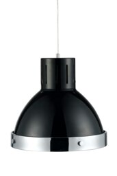 Orsina Jasper Black and Chrome Bell Shaped Pendant Light