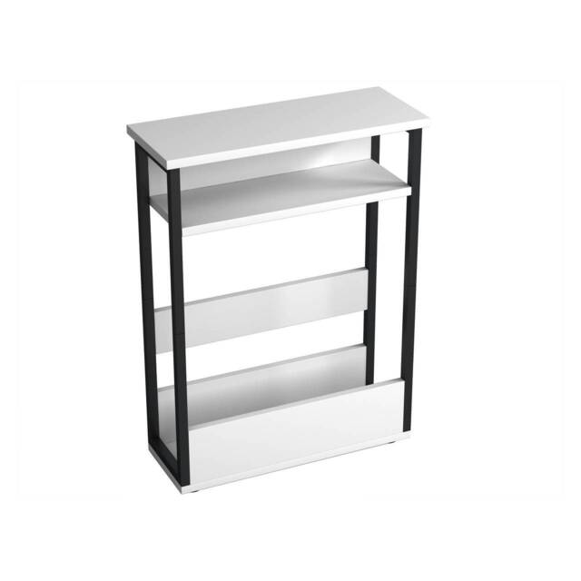 3 Tier Slim Coffee Side Table Newspaper Magazine Shelf Rack Bedside Sofa End White White H-62.5cm 1