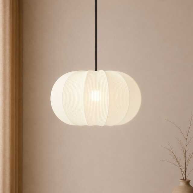 CGC LILA Cream Oval Ribbed Stretch Cotton Lampshade