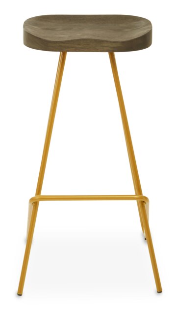 Orsina Gold Metal Frame Bar Stool, Sleek Kitchen Stool with Footrest, Contemporary Stool for Bar Counter