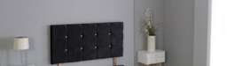"Crushed Velvet Black Cube Headboard Black 2FT6 Small Single 20""inch Headboard"