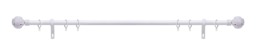 Lister Cartwright 28mm White Fixed Metal Curtain Pole Set Rings with Knotted Ball Finial Easy fit (200 cm)
