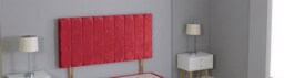 "Red Crushed Velvet 9 Panel Headboard Red 3FT Single 26""inch Headboard"