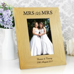 Personalised Oak Finish 6x4 Mrs & Mrs Photo Frame Brown One Size