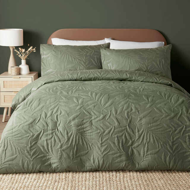 Serene Luana Duvet Cover Set Dark Green