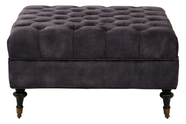 Orsina Grey Velvet Ottoman