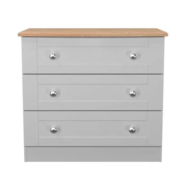Cumbria 3 Drawer Chest of Drawers in Grey Ash & Bardolino Oak (Ready Assembled) Grey Grey Ash & Bardolino Oak