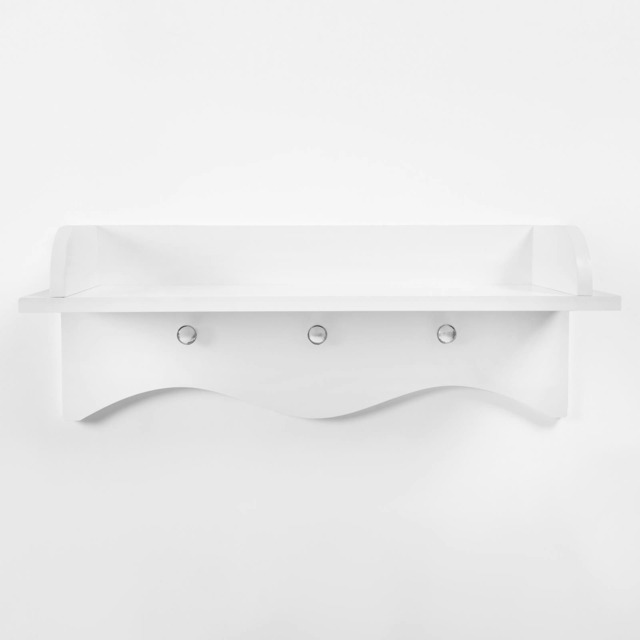 OHS Kids Wall Mounted Shelf Coat Hooks Storage Organiser Rack - White