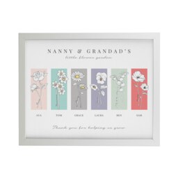Personalised Birth Flower Family of 6 White Framed Print White One Size