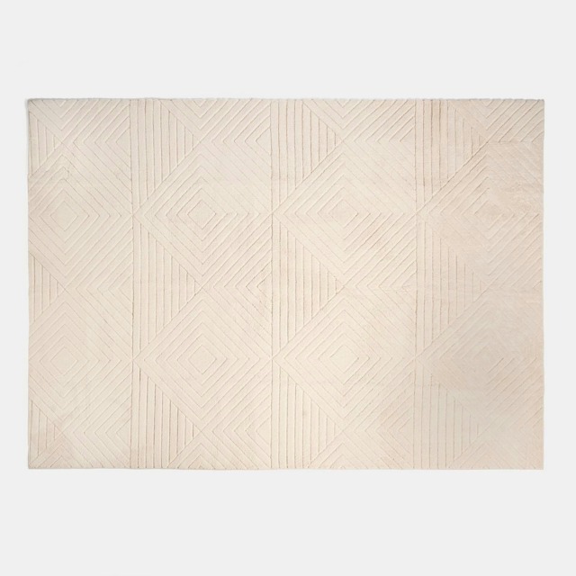 OHS Soft Cosy Tufted Geometric Rug - Stone Cream Cream Stone - 160x230cm