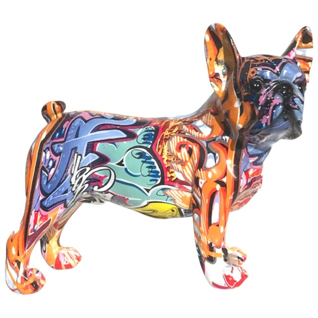 Graffiti Art French Bulldog Figurine, Bright Coloured On Trend Dog Lover Home Decoration