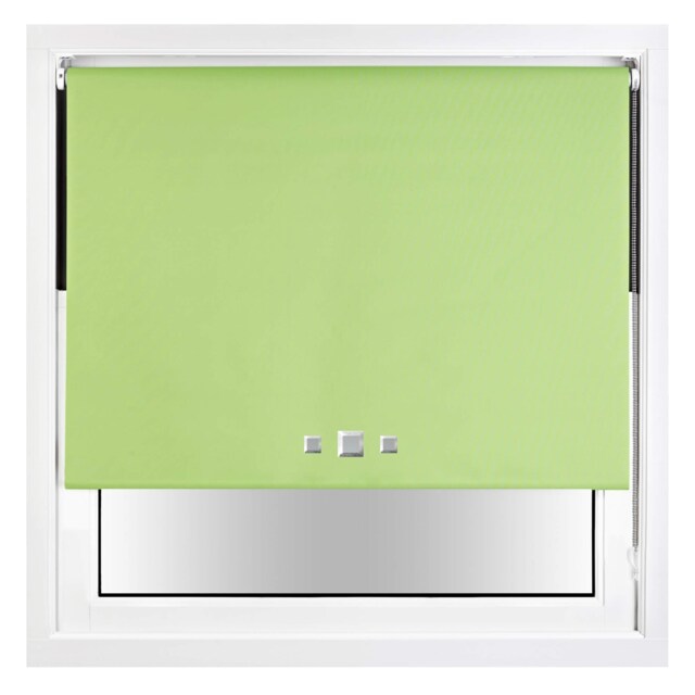 FURNISHED Blackout Roller Blind with Triple Square Eyelets Easy Fit Window Shade Green Lime (W) 215cm x (L) 165cm