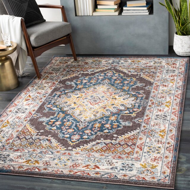 LIVABLISS Ankara-Vintage Traditional Boho Rug 140 x 200 cm Brown Blue Cream