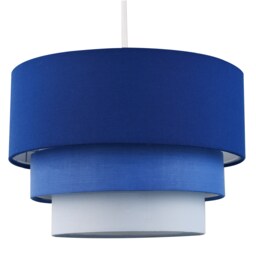 Contemporary Round Triple Tier Midnight Blue Cotton Fabric Pendant Light Shade Blue Midnight Blue 1