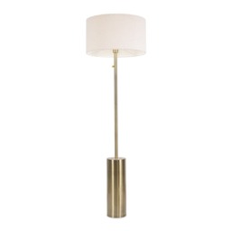 ValueLights Lexy Antique Brass Dimmable Floor Lamp Cream Boucle Shade and Bulb