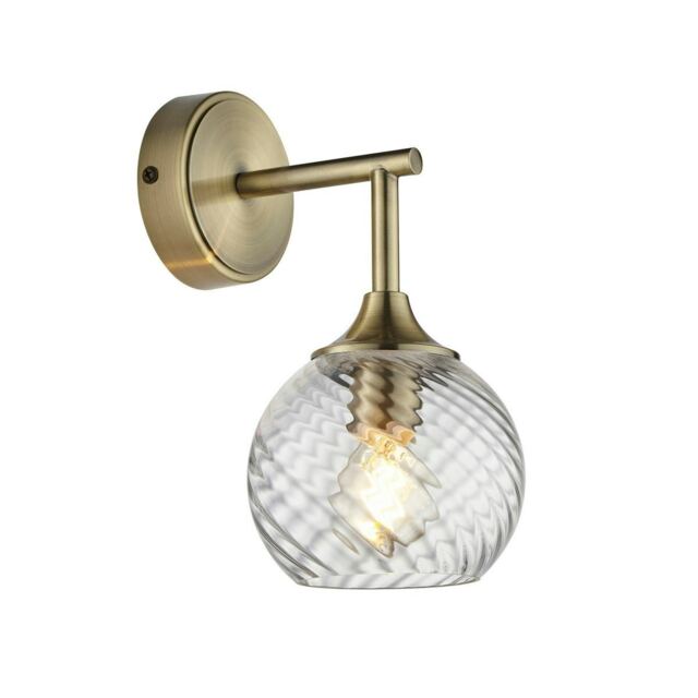 Allegra Glass Shade Wall Lamp with Shade Antique Brass