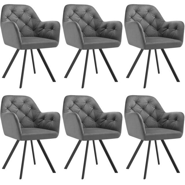 Armchair Lucia - padded, quilted pattern, 180 degree swivel chair Grey anthracite 6