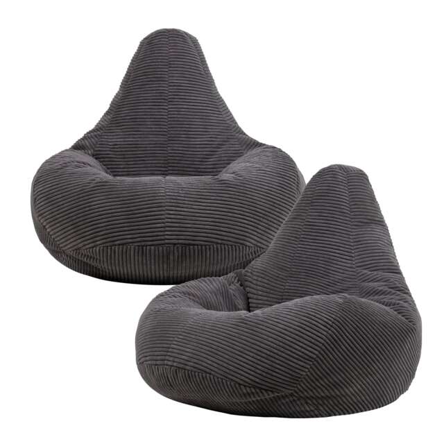 Gaming Bean Bag Recliner Jumbo Cord Charcoal