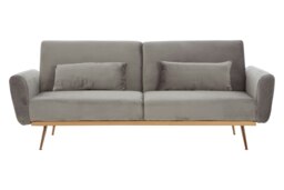 Orsina Comfortable Grey Velvet Sofa Bed, Functional Pull Out Sofaa Bed For Livingroom, Modern Style Sofa Bed