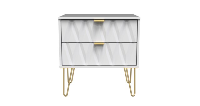 Dallas 2 Drawer Wide Bedside Table in White Matt (Ready Assembled) White White Matt