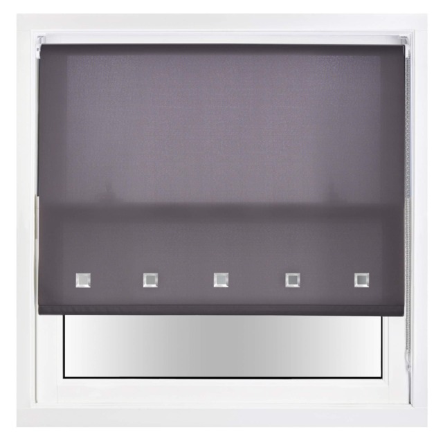 FURNISHED Daylight Roller Blinds with Square Eyelets & Metal Fittings for Homes and Offices Grey Dark Grey (W) 60cm x (L) 165cm