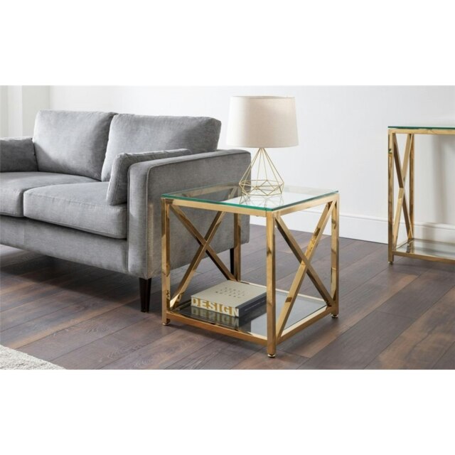 Stylish Gold Chrome Frame Lamp Table Silver Silver