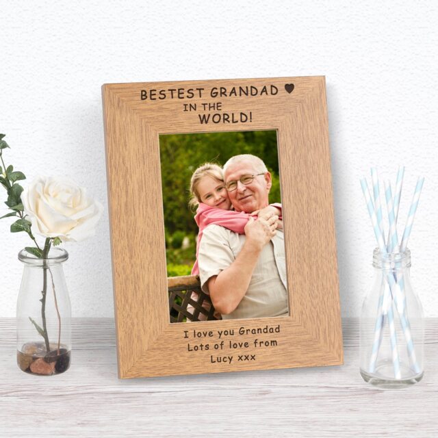 Personalised Bestest Grandad in the World Wood Picture Frame 6x4