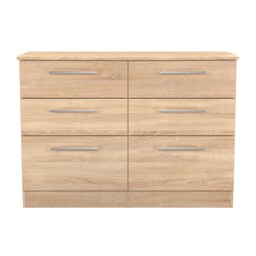 Carlton 6 Drawer Wide Chest of Drawers in Bardolino Oak (Ready Assembled) Brown Bardolino Oak