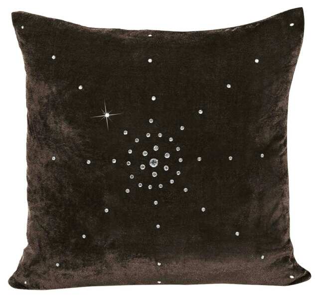 Luxury Soft Velvet Stud Gem Detail Cushion - 56cm x 56cm Brown Chocolate