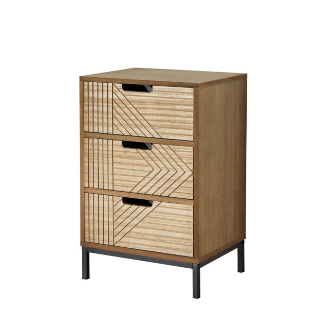 Solid Chest Of Drawers Geometric Design Bedroom Clothing Organiser Unit Brown