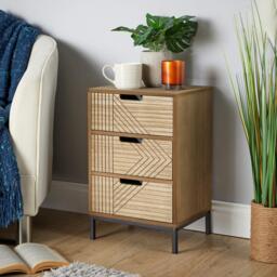 Solid Chest Of Drawers Geometric Design Bedroom Clothing Organiser Unit Brown