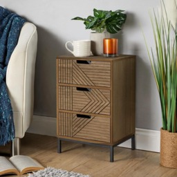Solid Chest Of Drawers Geometric Design Bedroom Clothing Organiser Unit Brown