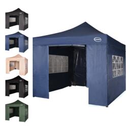 Maximus 3 x 3m Heavy Duty Pop up Gazebo With Removable Sides Brown Blue