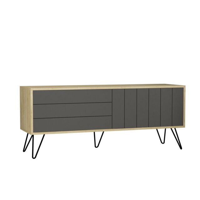 Decortie Picadilly TV Stand 139.6x35.6x57.5cm Oak Anthracite Grey